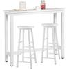 WOLTU Tavolo Alto con 2 Sgabelli, Set Pranzo per Cucina, Sala da Pranzo, Isola da Cucina, Sgabelli Rotondi, Struttura in Metallo, Design Industriale, Bianco