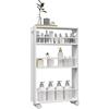 HOMCOM Carrello da Cucina Salvaspazio a 3 Livelli con Barre Laterali, Carrello Portaoggetti da Cucina o Bagno Compatto con 4 Ruote e 2 Freni, Scaffale Stretto in Legno e Acciaio, Bianco