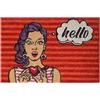 Baroni Home Zerbino da Esterno in Cocco Dipinto a mano con Base in PVC, Tappeto da Esterno Ultraresistente e Facile da Pulire, Pop Art Hello, 60x40 cm