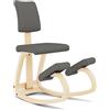 Varier Variable Plus Sedia Ergonomica con Schienale Imbottito Legno Naturale, 100% Tessuto in Poliestere Riciclato, Grigio