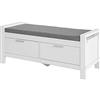 SoBuy Cassapanca Contenitore Cassette Legno con Cuscino e 2 cassetti con Guide Bianco L100*P40*A40cm Portata Fino a 120 kg FSR74-W