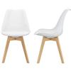 [en.casa] Set 2 Sedie con Gambe in Legno di Faggio e Scocca Rivestita in Similpelle Seduta Imbottita Design Ergonomico per Sala Pranzo Cucina Ufficio - Bianco