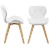 [en.casa] Set 2 Sedie con Rivestimento in Similpelle Trapuntata e Gambe in Legno di Faggio Sedie da Design Ergonomico per Sala da Pranzo Soggiorno Riunioni - Bianco