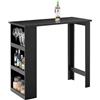 SoBuy Tavolo Alto da Cucina, Tavolo da Bar Moderno con Ripiani di Stoccaggio, Design Salvaspazio per Cucina Piccola, Soggiorno, Angolo Bar o Studio Nero 112 x 57 x 106 cm FWT17-II-SCH