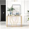 GIANTEX Tavolo Consolle Effetto Marmo, Tavolo d'ingresso con Struttura Geometrica in Metallo, Tavolino da Divano Bianco Oro, 110x30x80 cm