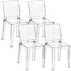 Baroni Home Set di 4 Sedie in Policarbonato Trasparente Resistente, Smontabile in 2 Pezzi, Seduta Ergonomica con Schienale Incurvato, 36x81x43 cm