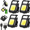 Miavogo Mini Torcia Led Ricaricabile, Set di 4 pezzi, Torcia Portachiavi, Torcia Led Potente Professionale, Impermeabile, come Apribottiglie, con Magnete, Lampada da Lavoro Magnetica
