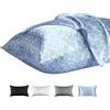 Lirex Set di 2 Federe in Raso 50x70cm, Protezione Capelli e Pelle & Antirughe, Chiusura a Cerniera, Motivo Floreale Liscio con Margherita Blu