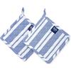 Encasa XO Encasa Homes - Presine da forno a microonde da 20,3 cm (set da 2 pezzi) per cucina e cottura, resistenti al calore, spesse e sicure, proteggono le mani da utensili caldi, grill, barbecue, strisce blu