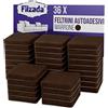 Filzada® 36x Feltrini autoadesivi - 25 x 25 mm quadrato - Marrone - Feltro professionale per mobili scivola con potere adesivo ideale