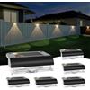 AGOTD Luci Solari per Esterni, 6 pezzi, Luce Solare per Scale, Lampade da Recinzioni Impermeabile, Luci Faretti LED Esterno per Gradini Balcone Terrazza Parete Terra Vialetti Sentieri, Bianco Caldo