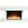 HOMCOM Caminetto Elettrico a 11 Colori con Spegnimento Automatico e Timer da 12h, Camino a Parete in MDF, Acciaio e Vetro Temperato, 98x27x54.5 cm, Bianco