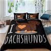 Homemissing Set di biancheria da letto per cani e cuccioli, motivo bassotto con cartoni animati, 3 pezzi, colore nero