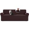 BellaHills Elastico Copridivano Grande 3 Posti con Braccioli(215-250cm), Universale Copridivano per Impermeabile Antiscivolo, Copridivano Moderno per Cani e Animali Domestici, Marrone