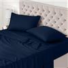 Utopia Bedding - Set Lenzuola Letto Matrimoniali 4 Pezzi 150x200 cm - Spazzolata Poliestre di Microfibra - Oeko-Tex Certificato - Lenzuolo con Angoli, Lenzuolo Piatto e 2 Federe 50x75, Blu Navy