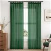 MRTREES Tende Verdi per Soggiorno Semitrasparenti 140x225 cm (L x A), 2 Pezzi Tende con Nastro Arricciato Stile Boho per Binario per Tenda, Ideali per Cucina, Soggiorno, Camera da Letto e Cameretta