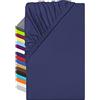 npluseins 1519.2192 Lenzuolo con angoli in microfibra, traspirante e anallergico, Microfibra, 100% poliestere., blu navy, ca. 140-160 x 200 cm