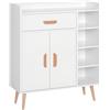 HOMCOM Credenza Moderna con Armadietto e Cassetto, Mobile Multiuso in Legno per Cucina e Salotto, 80 x 29.5 x 96cm Bianco