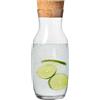Krosno Caraffa Acqua Vetro con Tappo Coperchio Sughero | 1000 ML | Collezione Pure | Ideale per la Casa, Ristorante, Feste | Lavabile in Lavastoviglie