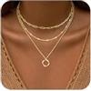 VIROMY Collana d'oro per le donne 14k Collana a catena d'oro Dainty Collane a strati Semplice Staccabile Collana a sospensione Paperclip Dot Chain Gold Choker Collanes Gioielli per le donne