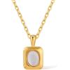 WATEFOER Collana con pendente in oro turchese/occhio di tigre per donna, collana girocollo con gemme a catena d'oro 18K retro ciondolo in pietra naturale Regali di gioielli (Bianco-02)