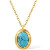 WATEFOER Collana con pendente in oro turchese/occhio di tigre per donna, collana girocollo con gemme a catena d'oro 18K retro ciondolo in pietra naturale Regali di gioielli (Turchese)