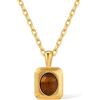 WATEFOER Collana con pendente in oro turchese/occhio di tigre per donna, collana girocollo con gemme a catena d'oro 18K retro ciondolo in pietra naturale Regali di gioielli (Occhio di tigre-02)