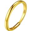 PROSILVER Anello Regolabile Donna Argento 925 2,5mm Oro Placcato Fedine Regolabili Argento 925 Anello Donna Argento 925 Regolabile Aperto Stile Semplice Finitura Lucidata