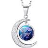 Suplight Collana Donna Segno Zodiacale Pesci Collana Acciaio Donna Collana Donna Mezzaluna Costellazione Pesci Collana Donna Acciaio Inossidabile Regalo per Donna Ragazza Natale Compleanno