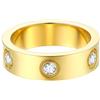 FOCALOOK Anello Uomo Oro 6mm Anello Oro Fidanzamento Acciaio Inossidabile con Zirconia cubica, Fede Nuziale, Anello Acciaio Uomo Placcato Oro Taglia 22