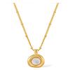 WATEFOER Collana con pendente in oro turchese/occhio di tigre per donna, collana girocollo con gemme a catena d'oro 18K retro ciondolo in pietra naturale Regali di gioielli (Bianco-01)