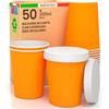 Baciato Caffè 50 Bicchieri Caffè ASPORTO in Carta Arancione 200ml con COPERCHIO in Carta Bevande Calde e Fredde Tè Infusi Acqua Ecologici Biodegradabili Tazze Monouso Colorate + 50 Coperchi in Carta con Beccuccio