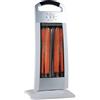 Palucart Stufa Carbonio basso consumo elettrica carbonio 900w, con oscillazione maneggevole con maniglia e sistema di sicurezza colore grigio stile alluminio e bordi bianchi 29x24x62cm -3111F1,7