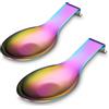 HOMQUEN Poggia Cucchiaio Arcobaleno Opaco, Porta Cucchiaio In Acciaio Inossidabile Per Piano Cottura, Porta Utensili Da Cucina Per Mestoli, Pinze, Spatola, Lavabile In Lavastoviglie (2PC-9.5 Pollici)