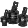 SABRENT LEXIVON Adattatori per bussola, snodo sferico per chiavi a bussola 1/4"-3/8"-1/2", per avvitatore a batteria, per Makita, Milwaukee, Bosch, per chiave dinamometrica, a cricchetto, 3 pz. (LX-113).