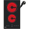 WEHIMO Domino Piano cottura in Vetroceramica, WEHIMO Piano Cottura Elettrico 2 Fuochi, 29,5cm, 3000W, Controllo Tocco, Timer, 9 Livelli di Riscaldamento, Sicurezza Bambini