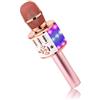 BONAOK Microfono Karaoke Bluetooth, Microfoni Karaoke Wireless 4 in 1, Microfono Karaoke LED per Adulti Dispositivo Karaoke KTV da Casa, Compatibile con Dispositivi Bluetooth iOS Android (Oro Rosa)