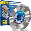 S&R Disco Diamantato 125 x 22,2mm per cemento Disco da Taglio Universale per Cemento, Calcestruzzo, Pietra, Mattoni. Saldato al laser. Segmento 10mm. Taglio a secco.