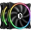 EMPIRE GAMING - Ventola di Case per PC Gamer da 2x120 MM - Flusso d'aria elevato - RGB Indirizzabile LED PWM 3 Pin 5 Volt - Dual Loop - Silenzioso - Raffreddamento 12 cm - Nero