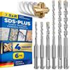 S&R Set Punte Trapano SDS-Plus a 4 taglienti - 6 Punte per CEMENTO ARMATO e Muratura. Ø 5/6/8 x 11cm - 6/8/10 x 16cm. Punte Professionali per Trapani di Tutte le Marche.