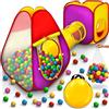 KIDUKU Tenda a dado per bambini Pop Up con tunnel + 200 palline + borsa per interni ed esterni
