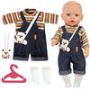 Aolso Vestiti per Bambole per New Born Baby Doll, Abiti per Bambolotti 35-45CM, Salopette a Maniche Lunghe per Bambole con Borsa dell'Orso, con 1 Paio di Calzini e 1 Gruccia (Bambola Non Inclusa)