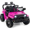 RELAX4LIFE Macchina Elettrica per Bambini con Telecomando, Volante, Pannello Musicale, Clacson, Fari, Specchietti Retrovisori Ripiegabili, 4 Ruote Durevoli, 3+ Anni (ROSA)