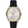 Emporio Armani Orologio Uomo, movimento al quarzo, cassa in acciaio inossidabile nero 43 mm con cinturino in pelle, AR11498, Grigio Chiaro e Oro, 43 mm