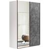 Composad | Armadio della Linea SYSTEMA, Armadio a 2 Ante Scorrevoli con Ante a Specchio, Camera da letto, (LxAxP) 150x223x67 cm, Colore Bianco e Grigio Tadao, Made in Italy