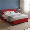Talamo Italia Letto contenitore Matrimoniale Anna, Made in Italy, Letto con rivestimento in tessuto, Apertura frontale, adatto per materasso cm 160x200, Rosso