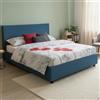 Talamo Italia Letto contenitore Matrimoniale Anna, Made in Italy, Letto con rivestimento in tessuto, Apertura frontale, adatto per materasso cm 160x200, Blu
