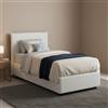 Dmora Letto Singolo Claire, Letto Contenitore con Rivestimento in Tessuto, 100% Made in Italy, Apertura Frontale, con Materasso Cm 90x200 Incluso, Bianco
