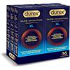 Durex Nude Sensation XL, 36 preservativi uomo in Nitrile, senza lattice di gomma naturale, ultra sottili ed extra lubrificati, vestibilità ampia, 6 confezioni da 6 preservativi