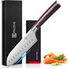 PAUDIN Coltello Santoku da 13 cm, coltello da cucina giapponese in acciaio inossidabile ad alto tenore di carbonio, ergonomico e versatile per carne, verdura e frutta